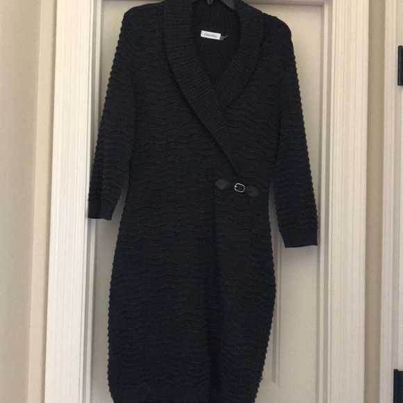 ! Beautiful Charcoal CK Sweater Dress! - Picture 1 of 5